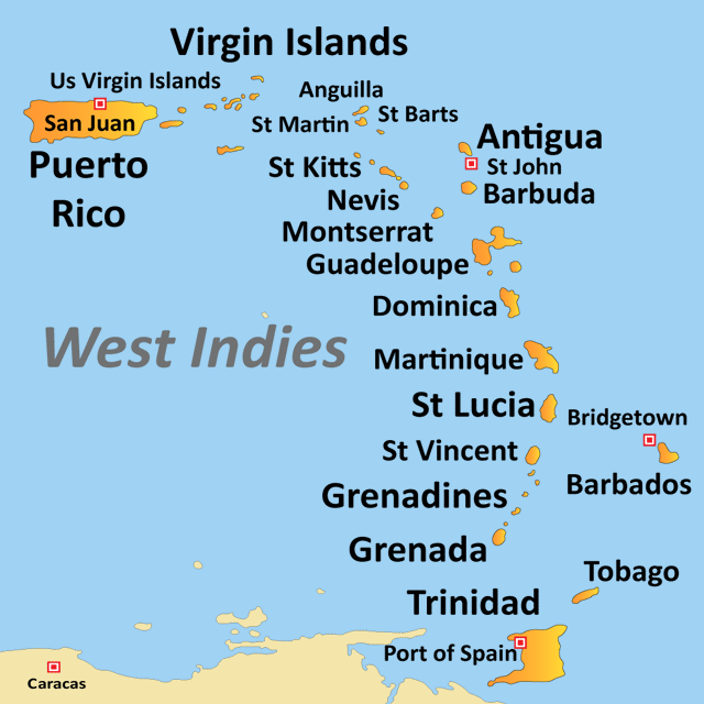 Caribbean Island Chain Map